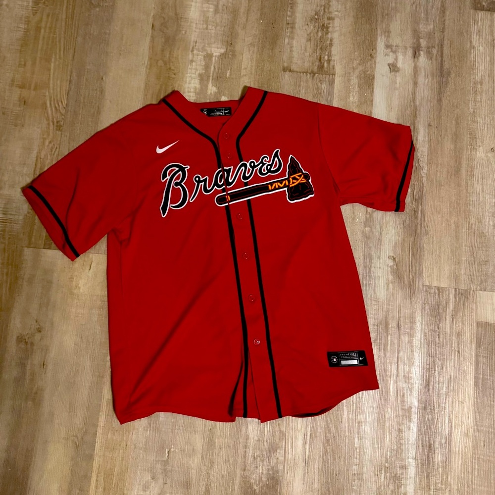 new Nike Atlanta Braves red and black baseball jersey #Braves #MLB